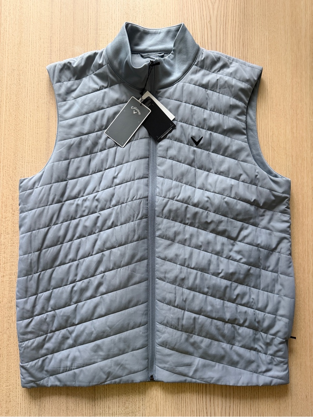 NEW Callaway Golf Vest Tradewinds Gray Quilted Puffer Full Zip Pockets Men’s M